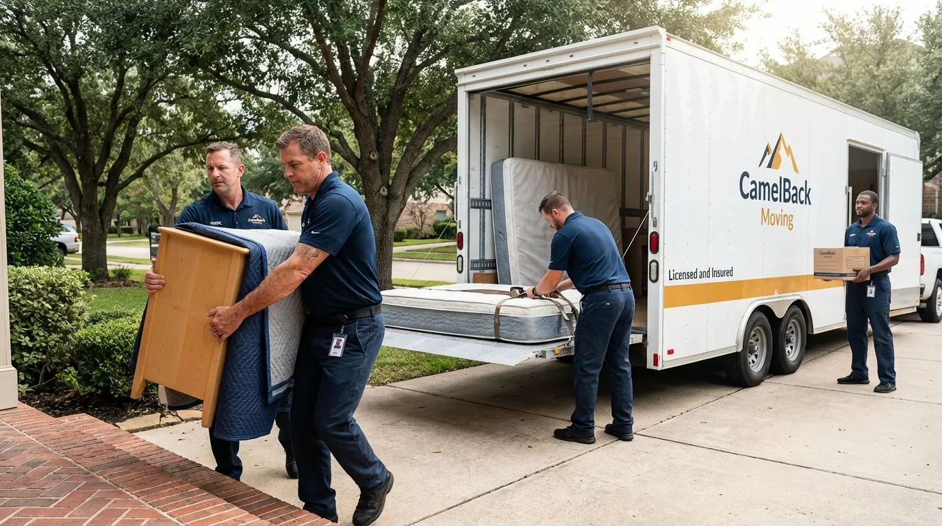 Crew loading residential truck for cross-state move from Liberty, NY
