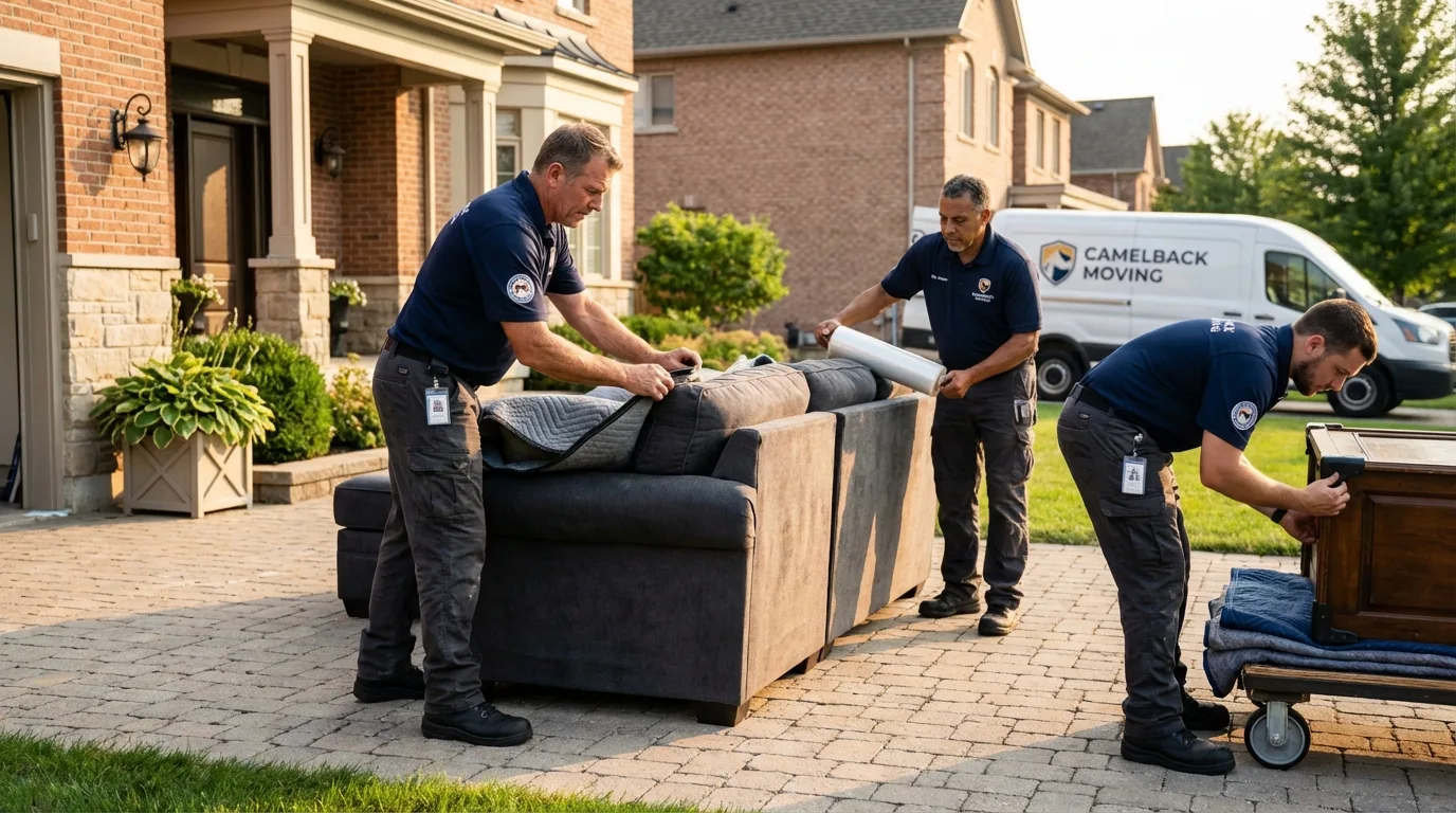 Large estate moving crew wrapping furniture in Liberty, NY